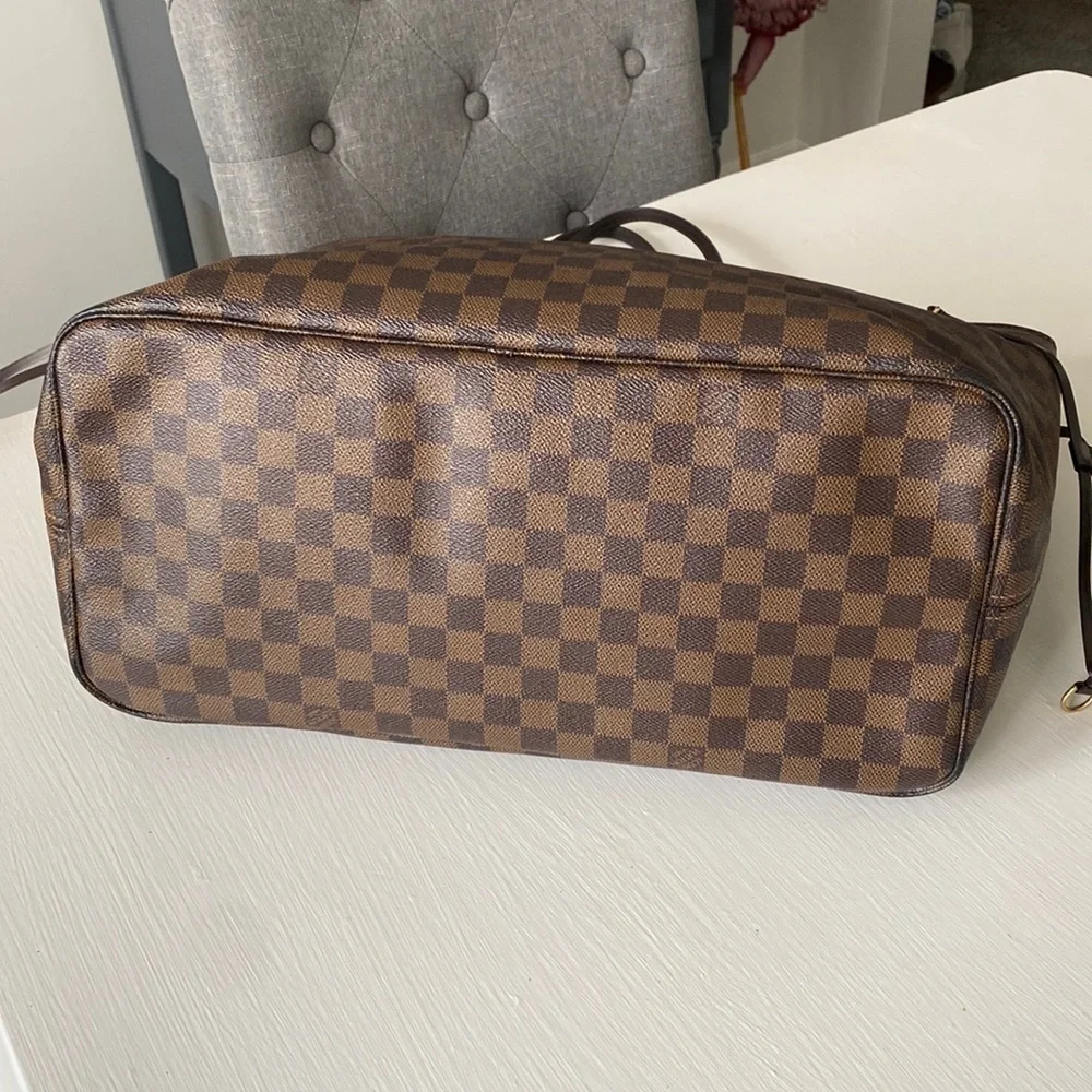 Louis Vuitton Neverfull GM Damier Ebene Tote Handbag Red Organizer Insert w COA - Picture 10 of 17